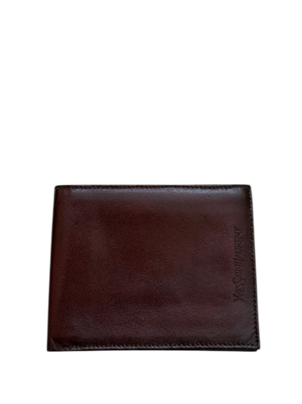 YVES SAINT LAURENT - BURGUNDY ALL LEATHER BIFOLD WALLET